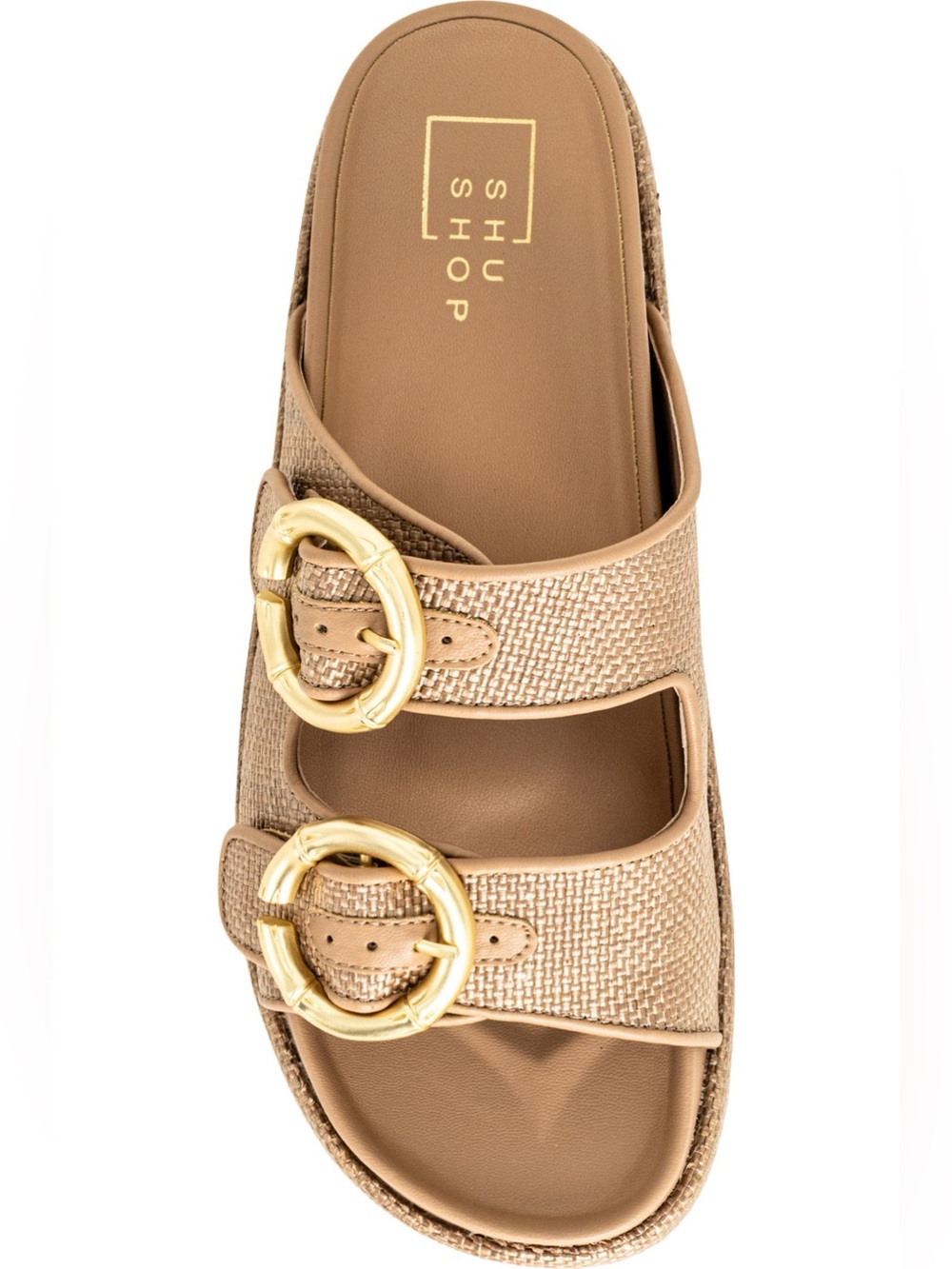 SHUSHOP Lori Woven Platform Slide Sandals Brown Beige Size 9 NWOB